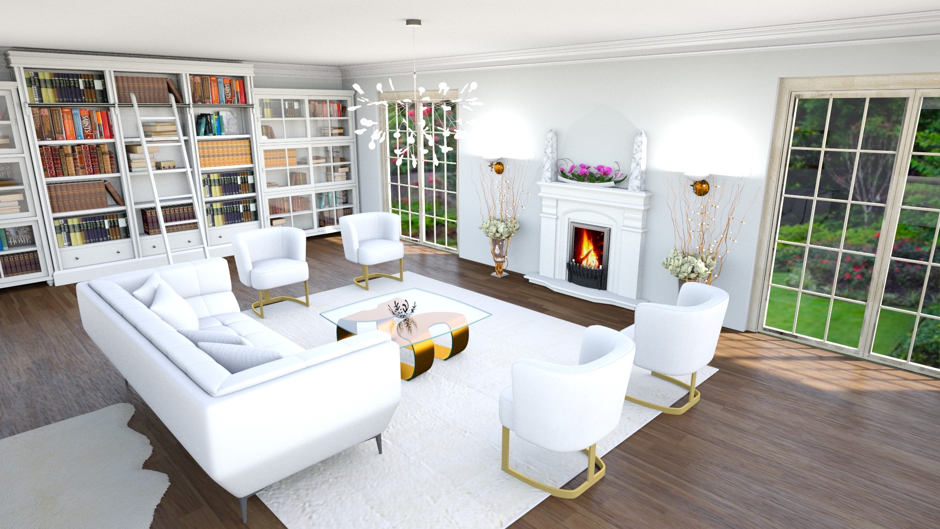 Warm modern living room with plum accents