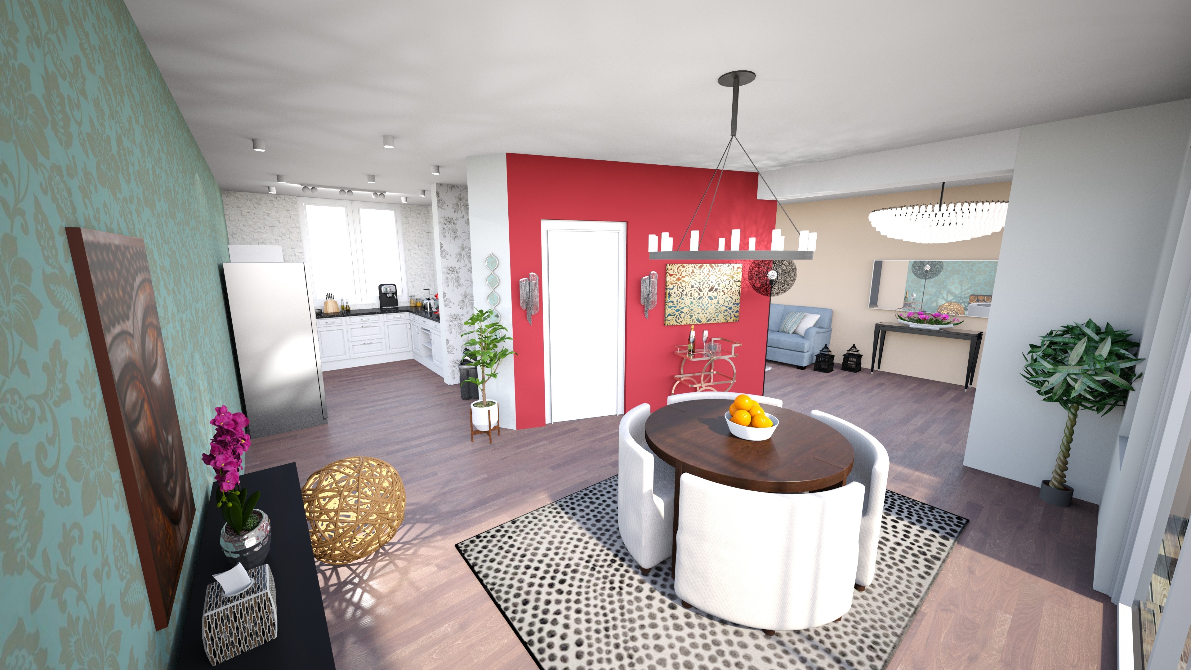 Light kitchen with brass hardware